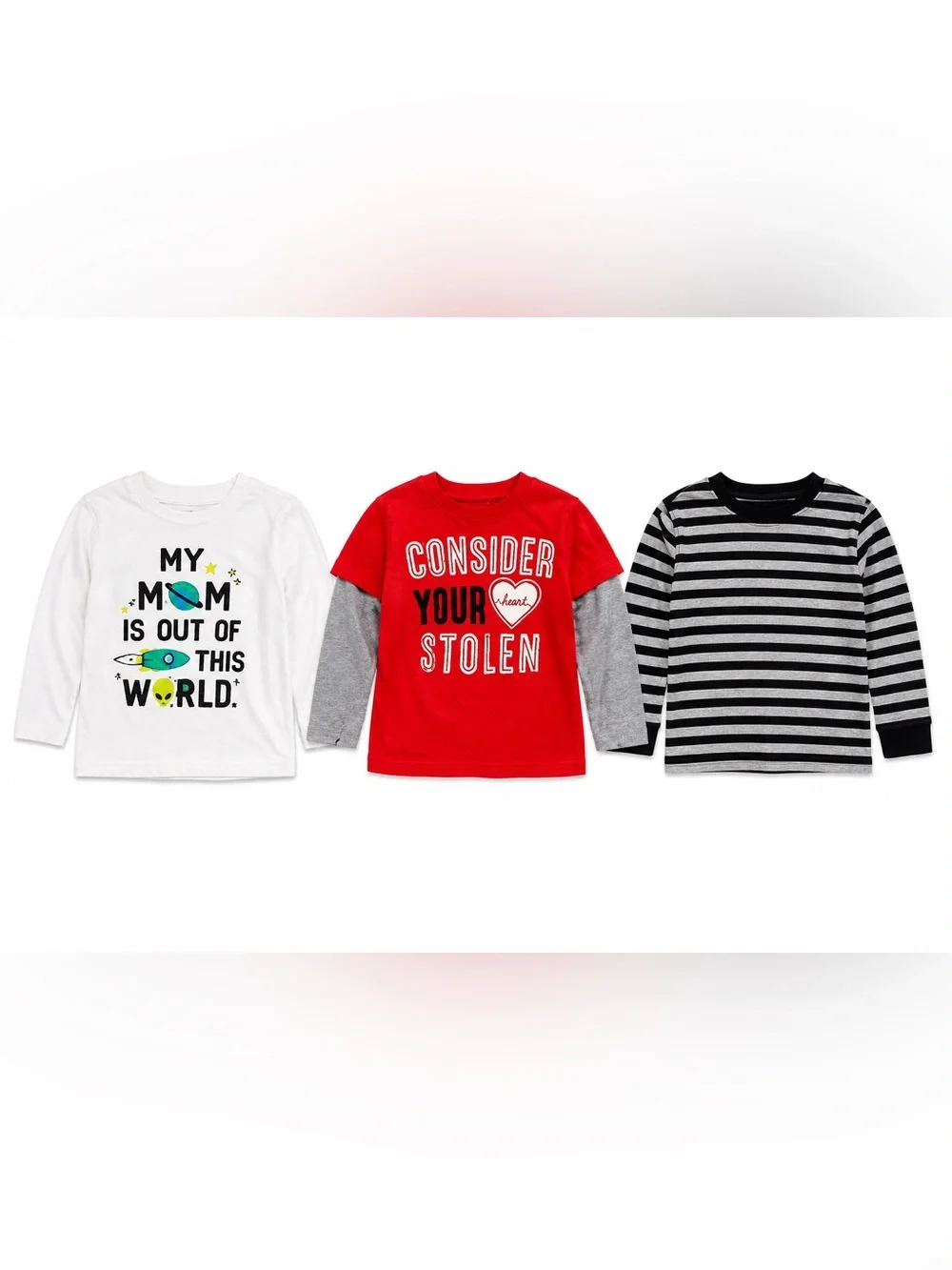 Carter’s Toddler Boys 3T Long Sleeve Shirt Bundle 3 Graphic Stripe Tees